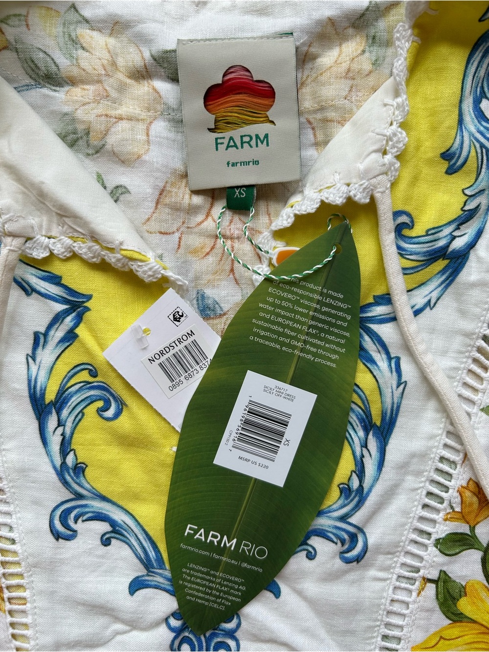 FARM Rio Sicily Floral Linen Blend Cover-Up Minidress NWT Size XS - Picture 8 of 10